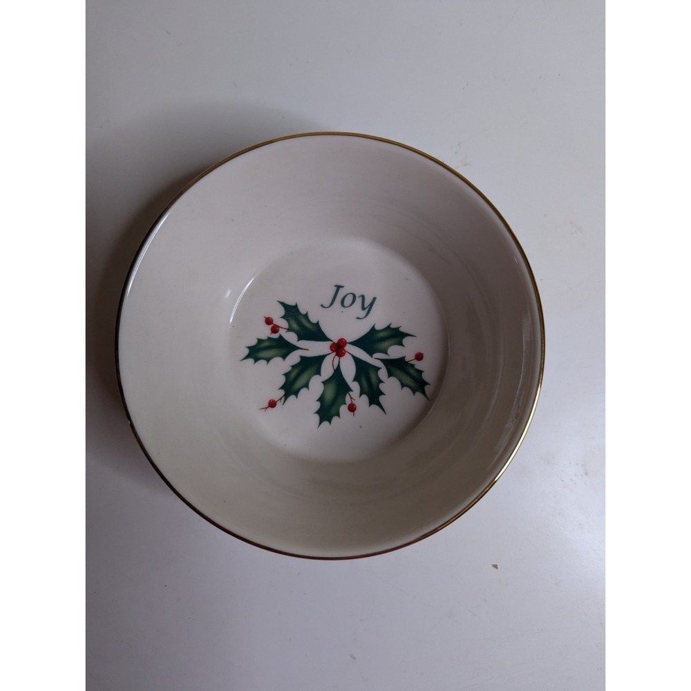 Lenox Holiday Dimension collection JOY round bowl dish gold trim